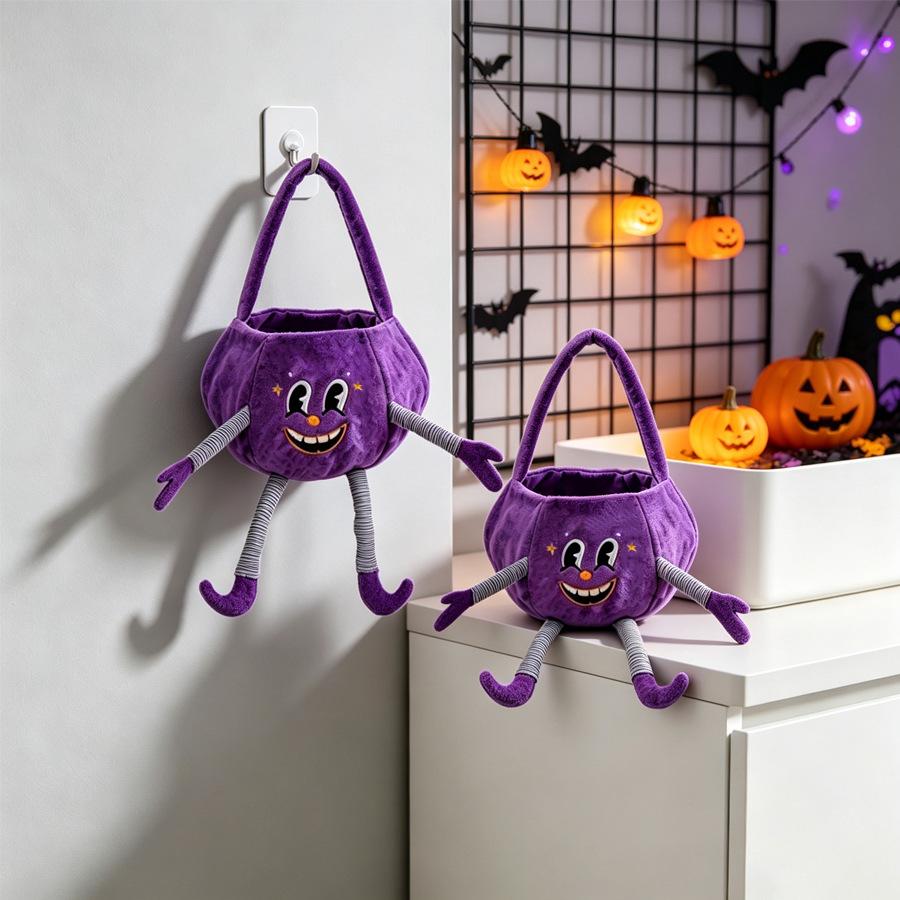 2026 New Ghost Plush Candy Bag with 3D Arms & Legs, Funny Halloween Trick or Treat Bag for Kids
