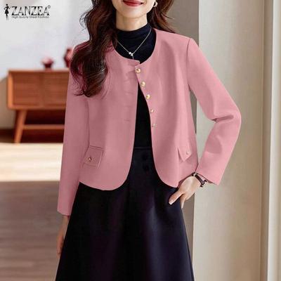 Damen Rundhals Lässiger Langarm Strickjacke Bluse