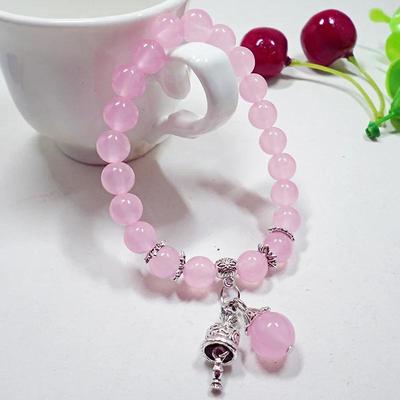 Mode Rosa Kristallquarz Naturstein Armband Elastisch Reiki Heilenergie Strang Armreifen Schmuck Perlen Liebhaber Frau Geschenk