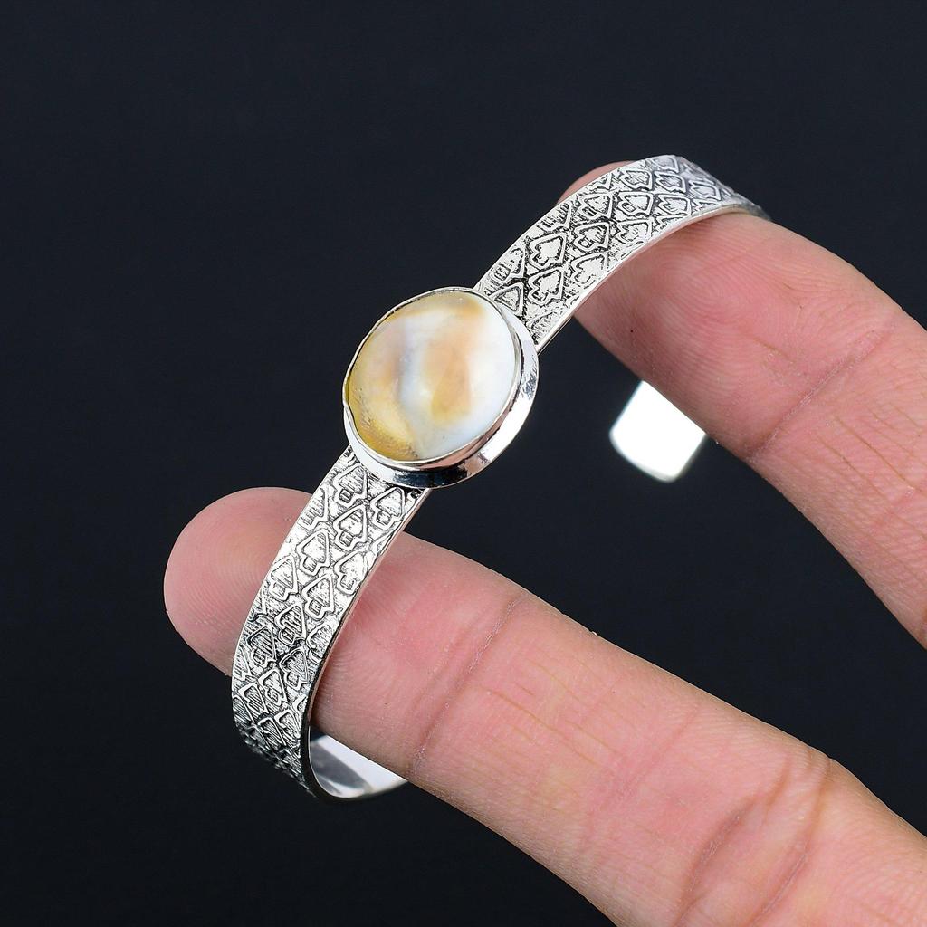 Muttertagsangebot 925 Silber Oval Shivaauge Muschelstein Elegantes Armreif Schmuck