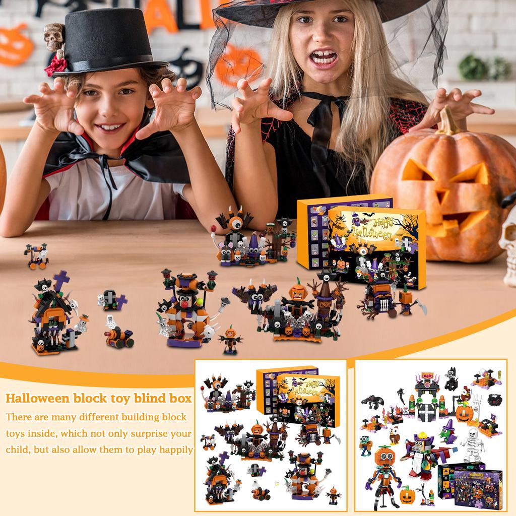 3D Stereo Airplane BoxBlind Box Halloween BuildingBlock Toy Assembled Gift Pumpkin Lollipop SmallParticle BuildingBlocks