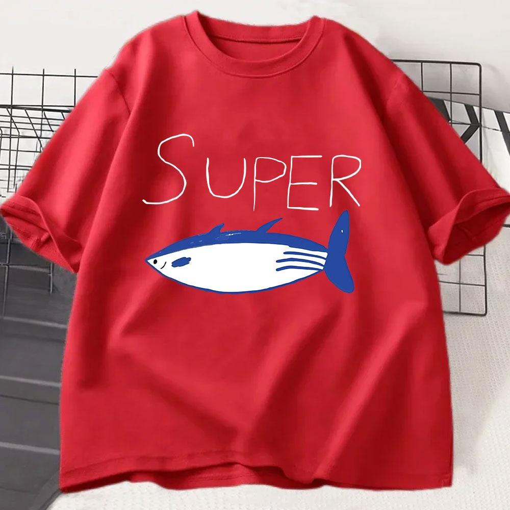 Kpop Korean Jin Super Thunfisch Fisch T-Shirts Mode Vintage Kurzarm T-Shirt Männer Frauen Kleidung Baumwolle Lässig Übergroßes T-Shirt