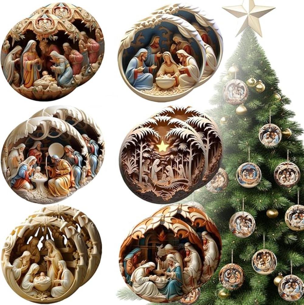 

Set of 6 Acrylic Christmas Scene Ornaments, Nativity Scene Pendants, Home Decor, Christian Gifts for Family, Car Interior Accessories One Star Six-Piece Set белый