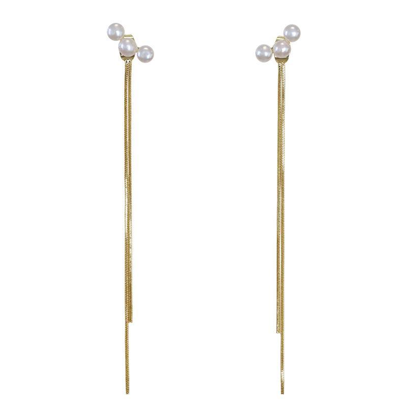 Elegant Korean Tassel Pearl Earrings: Chic & High-End Design