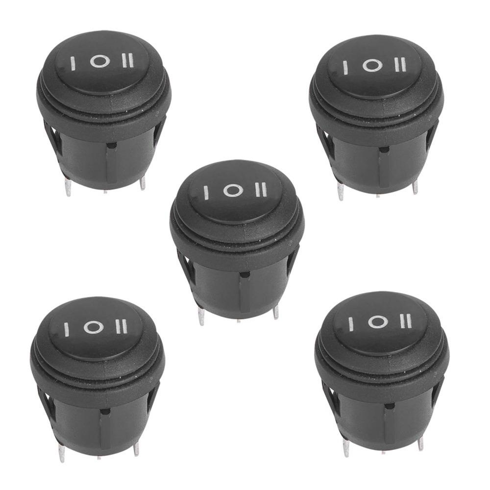 

5PCS 3 Pin Rocker Switch 3 Position SPDT Switch Durable Round Rocker Switch Vehicle чёрный