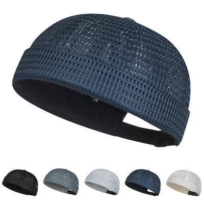 Unisex Breathable Mesh Skullcap Adjustable Brimless Cap Lightweight Ventilated Hat for Everyday Wear Outdoor Activities