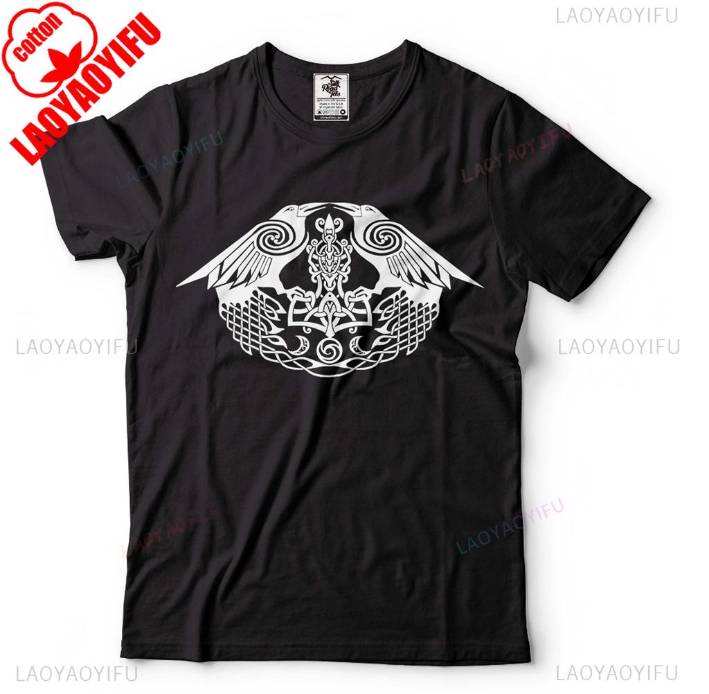 Odins Ravens Hugin Munin Viking Tee Norse Mythology Unisex Streetwear Y2k Vintage Ragnark Festival Gift Tshirt 2025