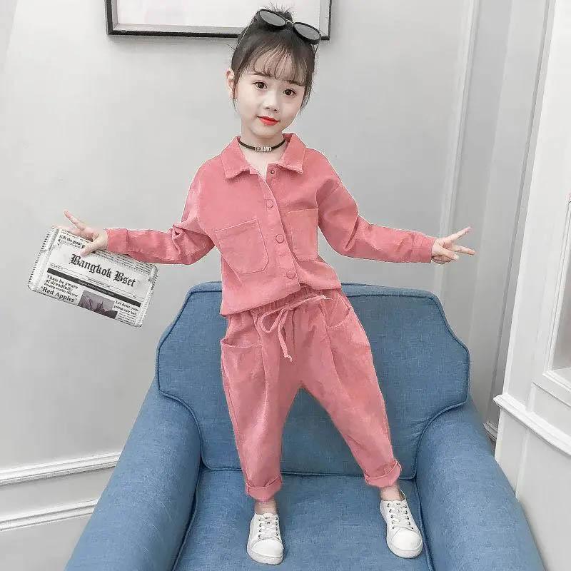 Girls' Suits Spring and Autumn Children's Clothing Children's Two-piece Korean Clothes Female Students Middle-aged Children's Suits
