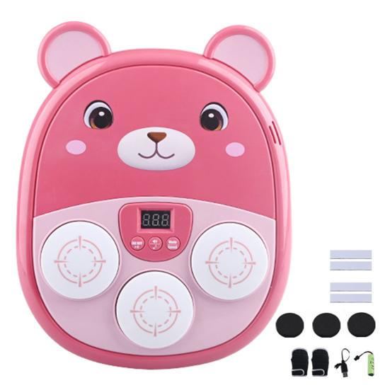 Music Boxing Machine for Kids Teens Adults Cartoon Wall-Mounted Trainer Equipment with LED Electronic Focus Training Target 3 Game Modes Boxing Music