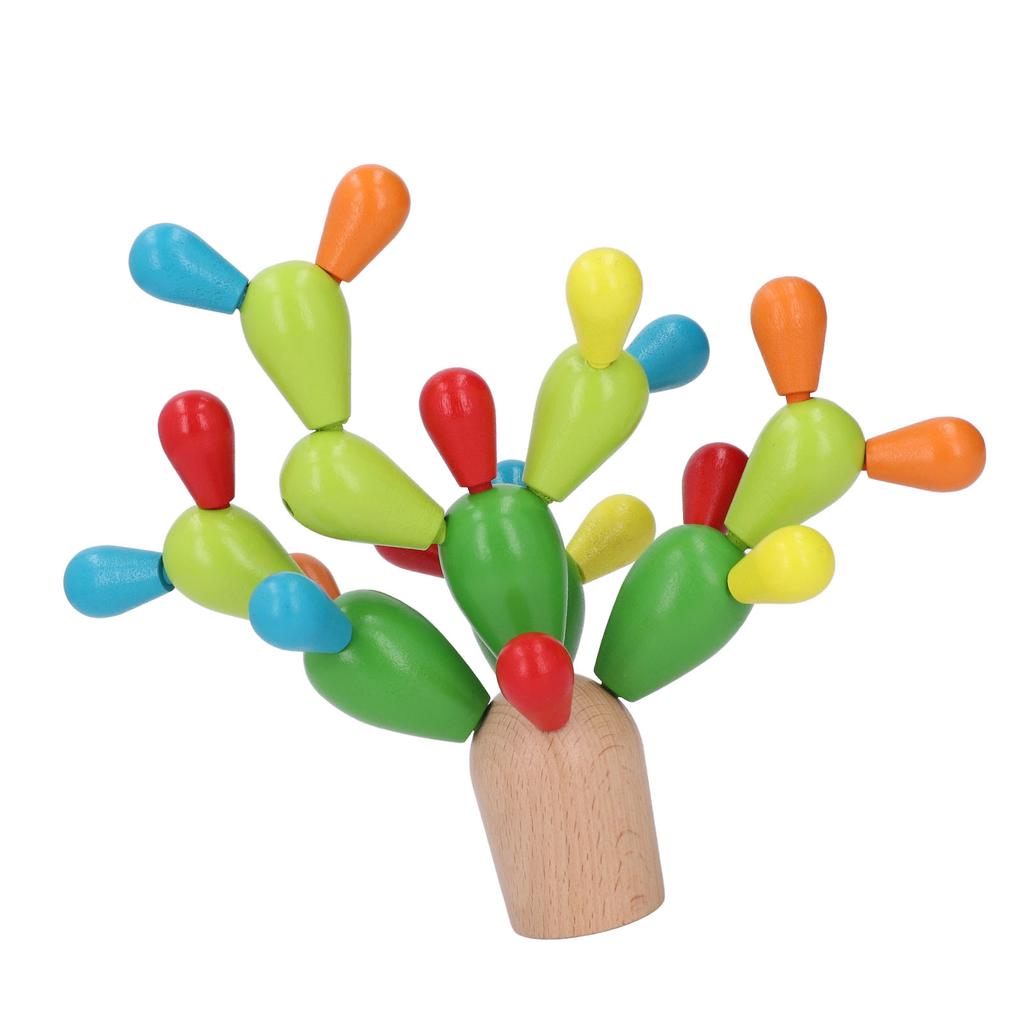 Wooden Stacking Cactus Toy Educational Preschool Toy Fun Colorful Build and Stack Cactus Blocks