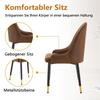 Set of 2 Dining Chairs with Brown Technology Fabric, Lightning Pattern Backrest, Thickened, Highly Elastic Padding, Sturdy Metal Frame