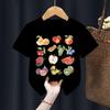 Summer Strawberry Printed Sweet Cute ShortSleeved Childrens Casual Sportswear Tshirt Polyester Fabric Kids Girls Clothes