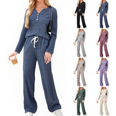 Women's Casual Fashion Comfortable Tops And Pants Home Pajamas Set