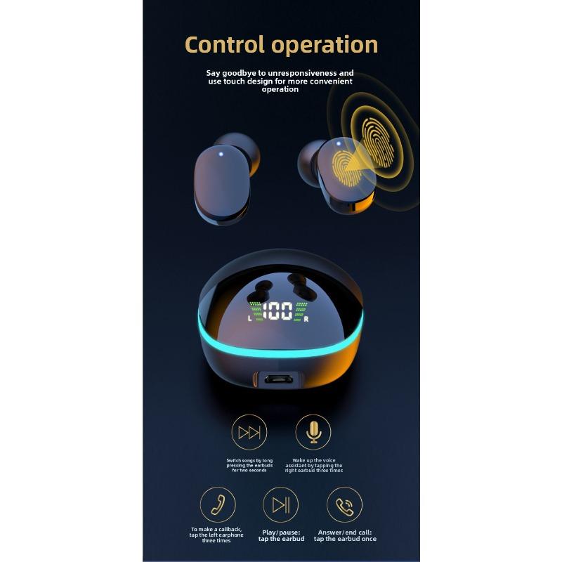Echte kabellose In-Ear Bluetooth-Kopfhörer Bunte Atmende Lichter Digitales Display Sportkopfhörer