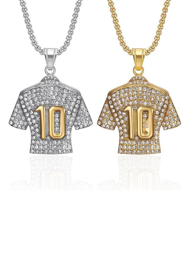 World Cup No. 7 Gold-Plated Jersey Pendant Necklace - European & American Style, Fashionable & Unique Design.