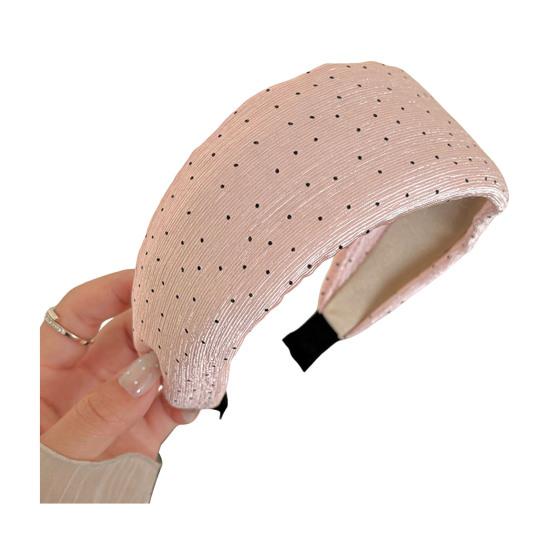 Cerchietto per Capelli da Donna, Fascia Satinata Allargata e Curva con Design a Pois, Vestibilità Comoda per Assottigliare il Viso, Fascia per Capelli per Uso Quotidiano