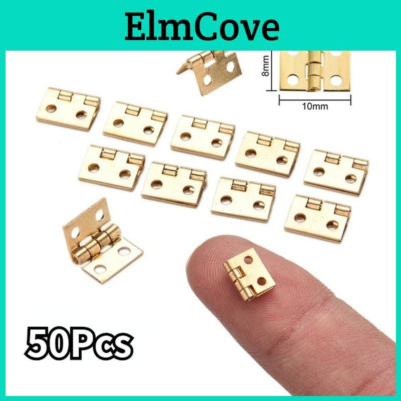 Small Golden Tiny Mini 50pcs Metal Hinge For 112 House Miniature Cabinet Furniture Fittings For Cabinets 10 X 8mm Home Hardware