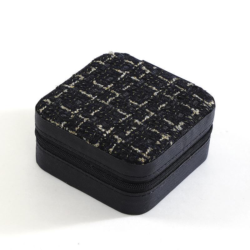 

Travel Jewelry Storage Box Ladies Travel Leather Jewelry Box Pure Fashion Storage Box Portable Small Ring Earring Ring Box чорний