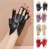 Anti-Slip Button Hole Half-Finger Gloves PU Leather Driving Gloves Fingerless Gloves For Women