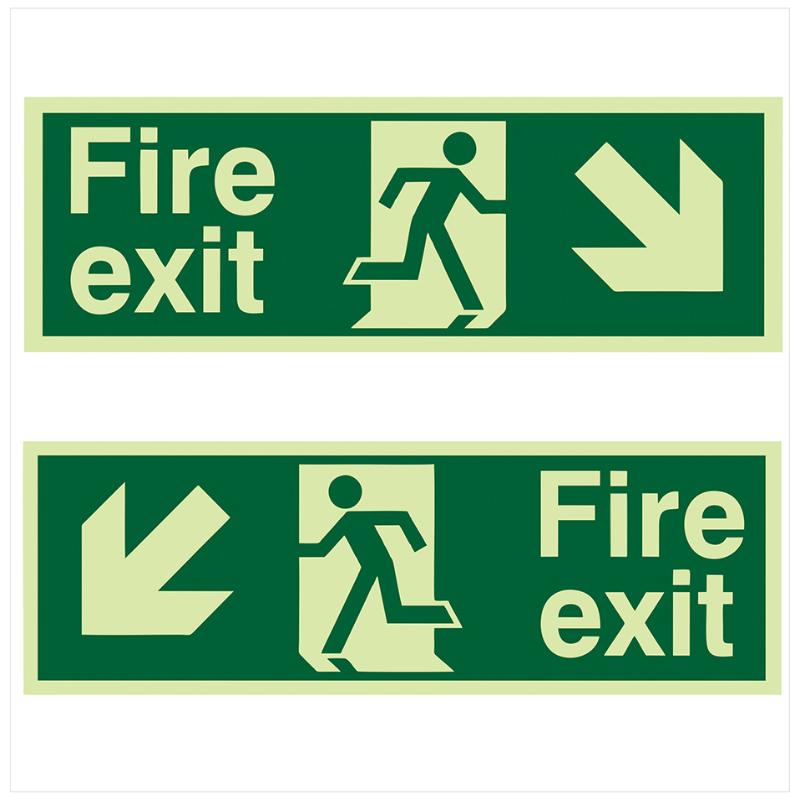 1 Sheet Glow-In-The-Dark Safety Exit Emergency Passage Sign Label Sticker Luminous Escape Direction Guide Sign Stickers