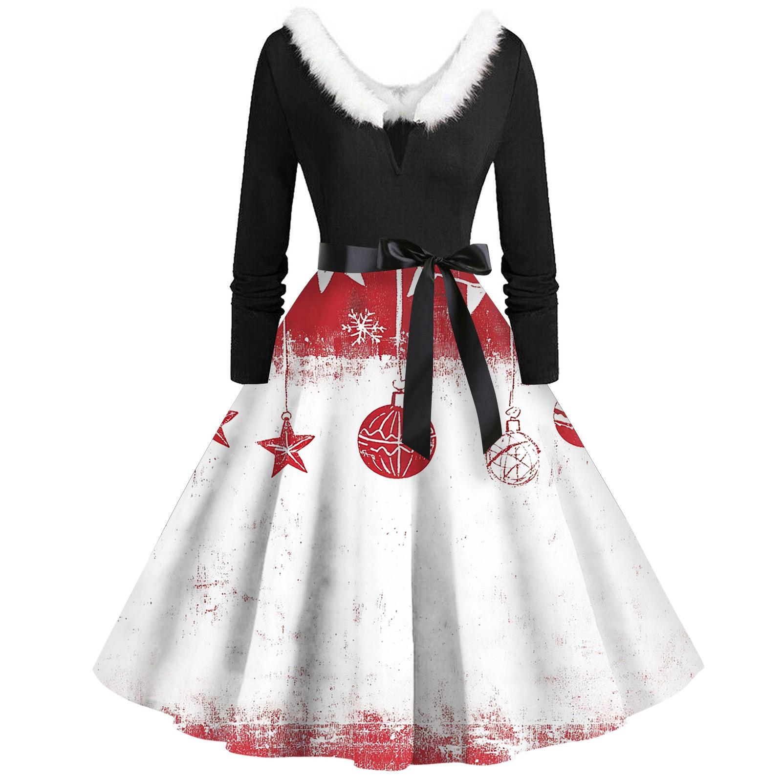 

Женские рождественские принты с длинным рукавом и V-образным вырезом больших размеров вечерние выпускные платья XL хаки