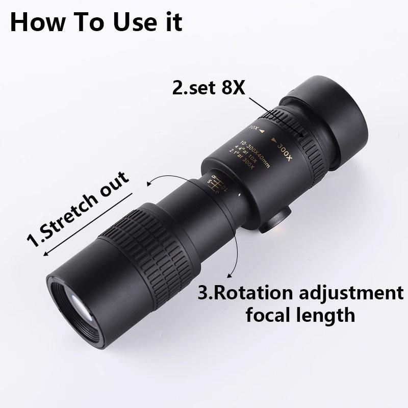 Monocular Telescope 10-500X40 Zoom HD Professional Portable for Mobile Photography & Outdoor Use