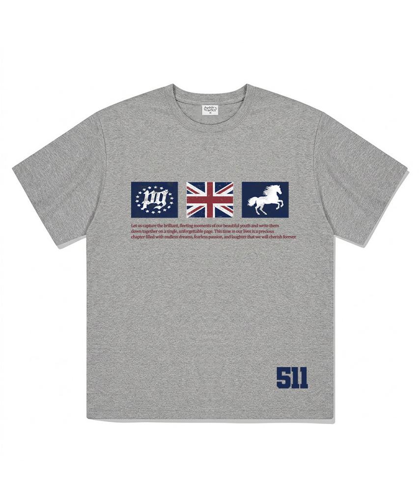 PAGESIISII Pg Star Printed Short Sleeve T-Shirt Gray
