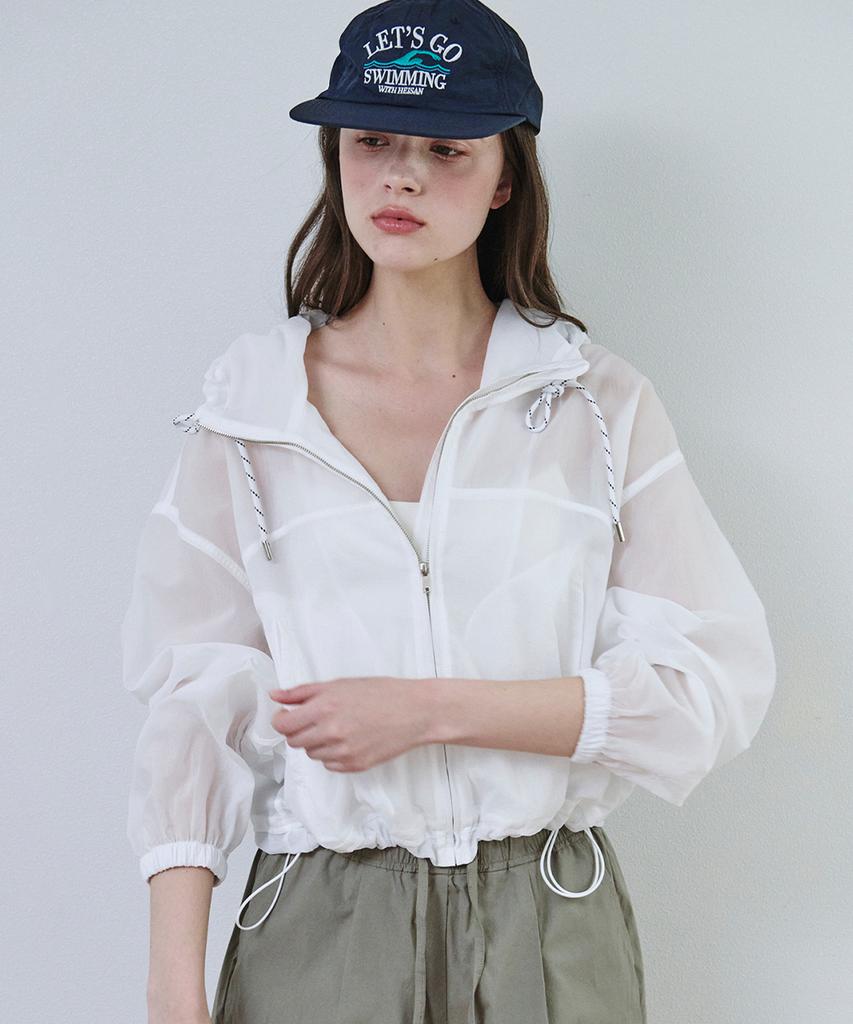 Maloupe 6316 Crop Hooded Lightweight Jumper (White)
