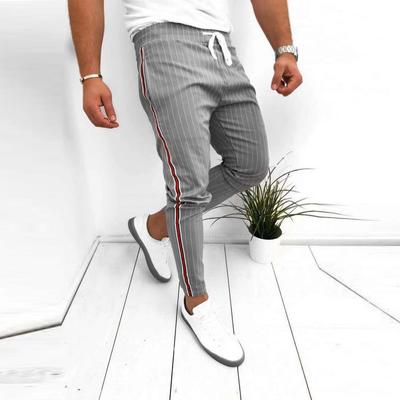 Mode Heren Mid-Waist Casual All-Match Slim-Fit Gestreept Zijlint Broek