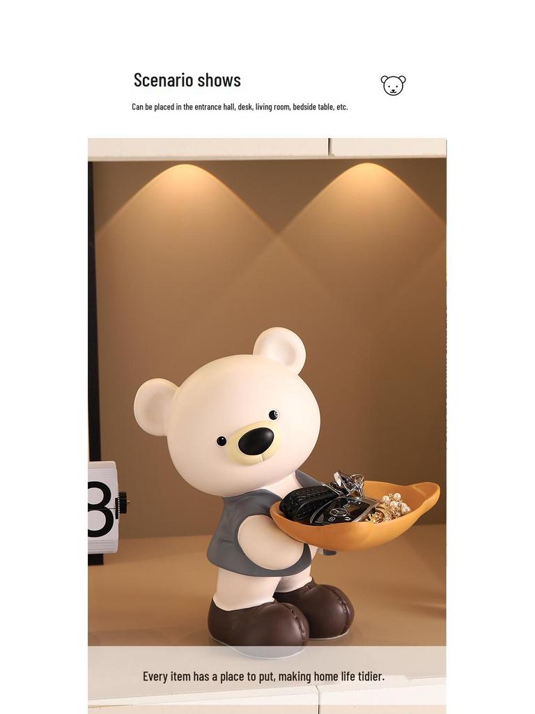 Adorable Bear Resin Decoration for Entryway Key Storage