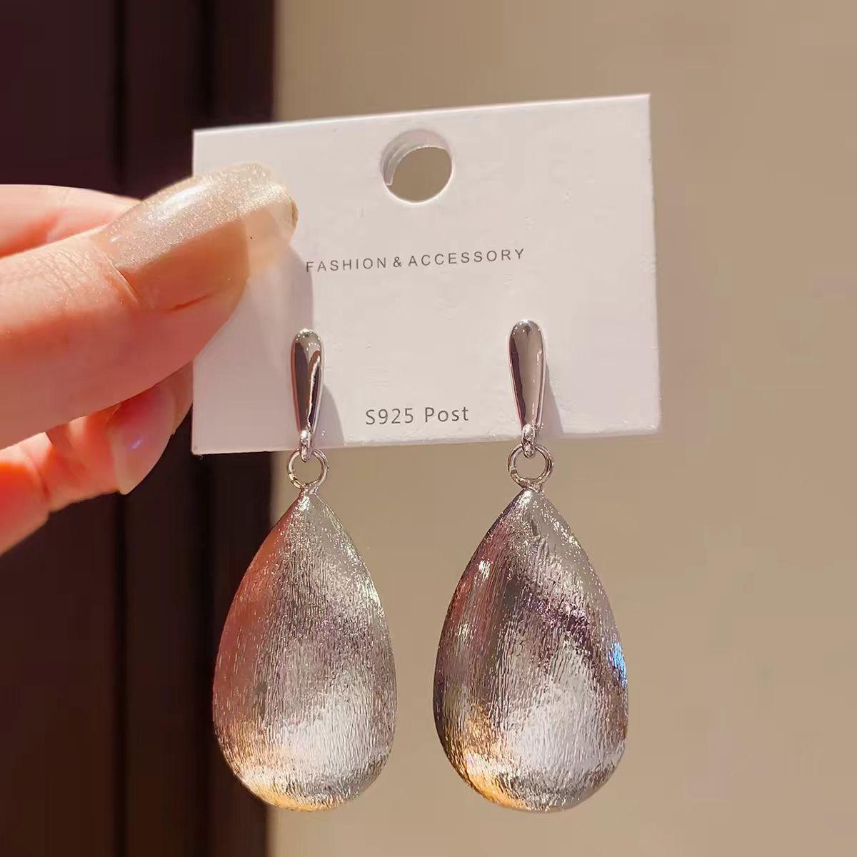Retro Exaggerated High-end Brushed Water Droplet Shaped Large Earrings for Female Niche, Unique Design, Earrings, Pendants, Earrings
