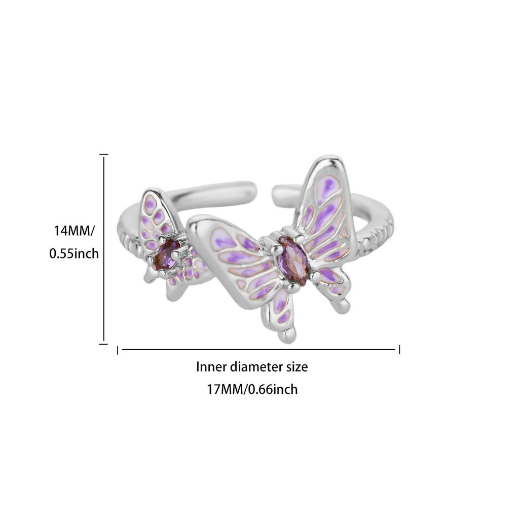 Luxury Zircon Butterfly Rings For Women Stainless Steel Gold Color Open Ring 2025 New Fashion Wedding Couple Zircon Gift