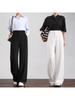 Tall Women's Black Drape Casual Wide-Leg Trousers - Spring/Autumn 2026