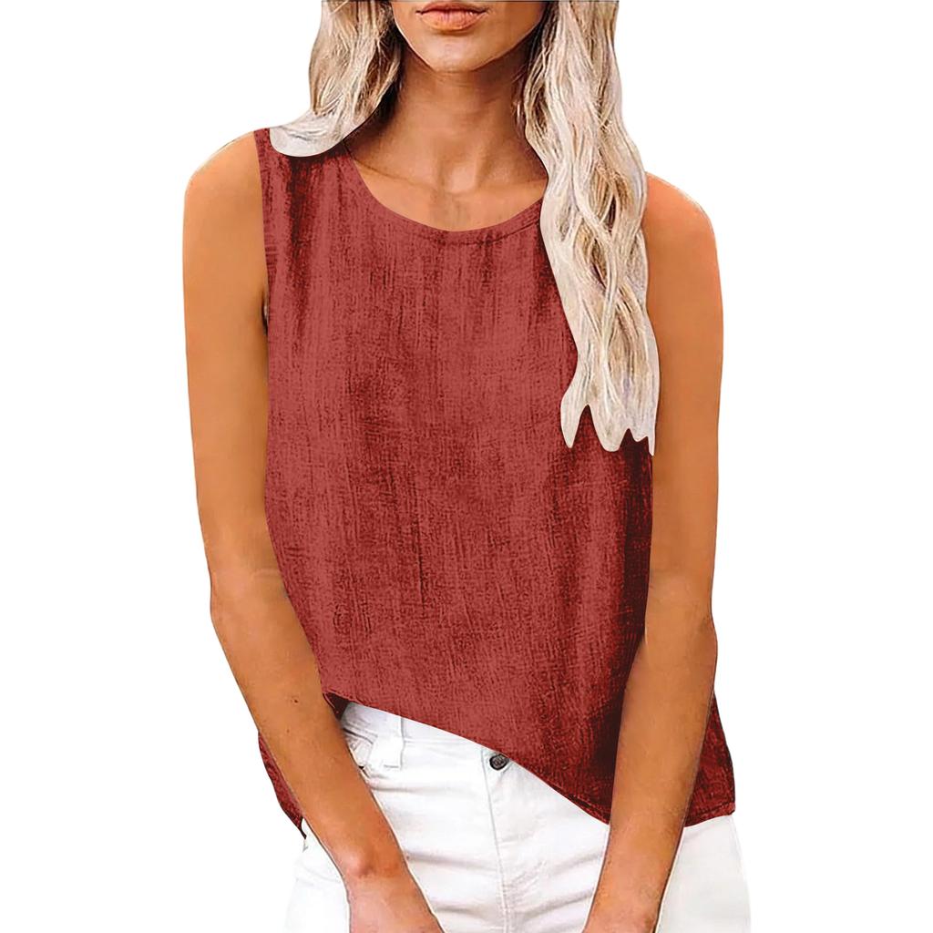 Women's Sleeveless Cotton And Linen Top For Spring And Summer