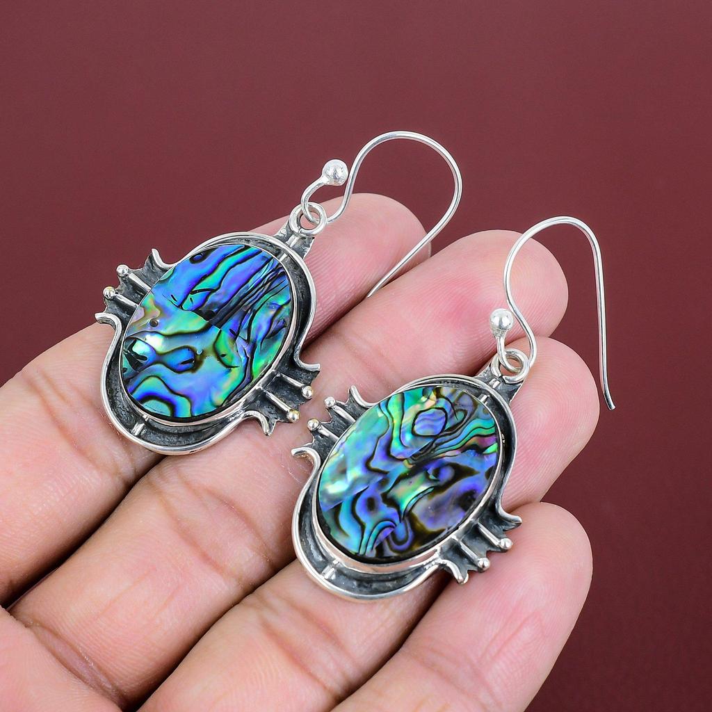 Abalone Shell Earring Gemstone Jewelry 925 Sterling Silver Earring Handmade Earrings Healing Stone Jewelry Gift For Mom Unique Style Earring