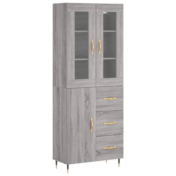 VidaXL Buffet haut Sonoma gris 69,5x34x180 cm Bois d'ingénierie 3198455