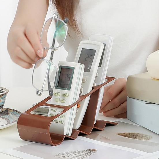 Control Holder Small Desktop Storage Rack with 4 Slots Anti-Slip Base Small