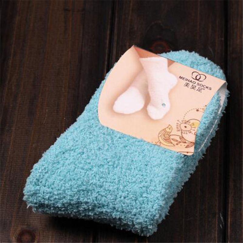 Cute Socks Women Bed Socks Pure Color Fluffy Warm Winter Kids Gift Soft Floor Home Accessories Funny Socks New Year's Gift