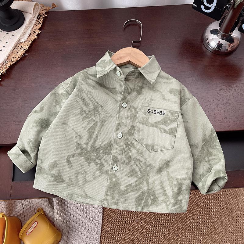 Boys' Suit 0-5 Years old children's Casual Long sleeved shirt Jacket Round neck White cartoon Top Denim pants Three piece set Boys' baby Clothes