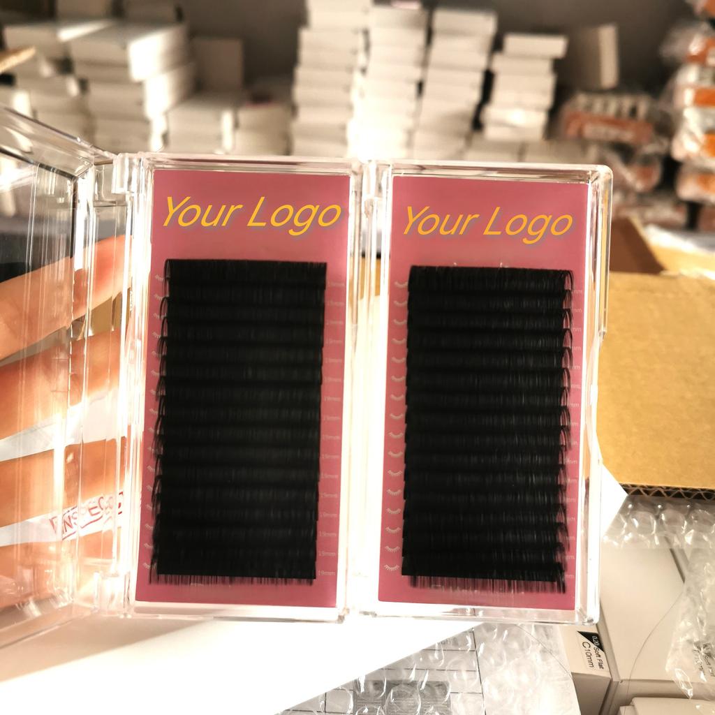 Private Label Korean PBT Handmade Eyelash Supplies 0.03 0.05 Fluffy Dark Matte Black Volume Eyelash Extension Trays