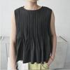 Solid Color Sleeveless Babydoll Top + Pleated Pants Skirt Two-Piece Set