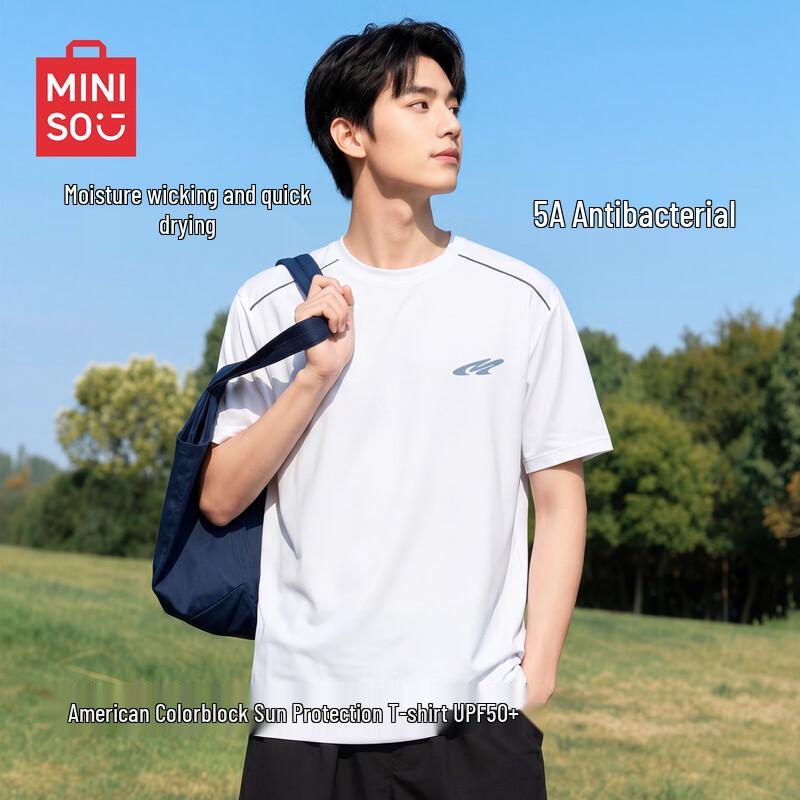

MINISO Men s Quick-Dry Reflective Color-Block T-Shirt L