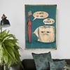 Funny Toilet Paper Toothbrush Poster and Prints Retro Abstraction Canvas Painting Wall Art Picture for Bathroom Room Home Decor