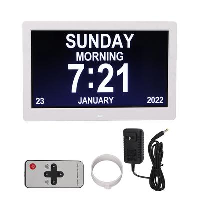 Digital Photo Frame 10in 1024x600 LCD Alarm Clock Remote Control 100‑240V for Home US Plug