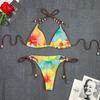 Wind split swimsuit set sexy strap print personalized bikini two-piece set