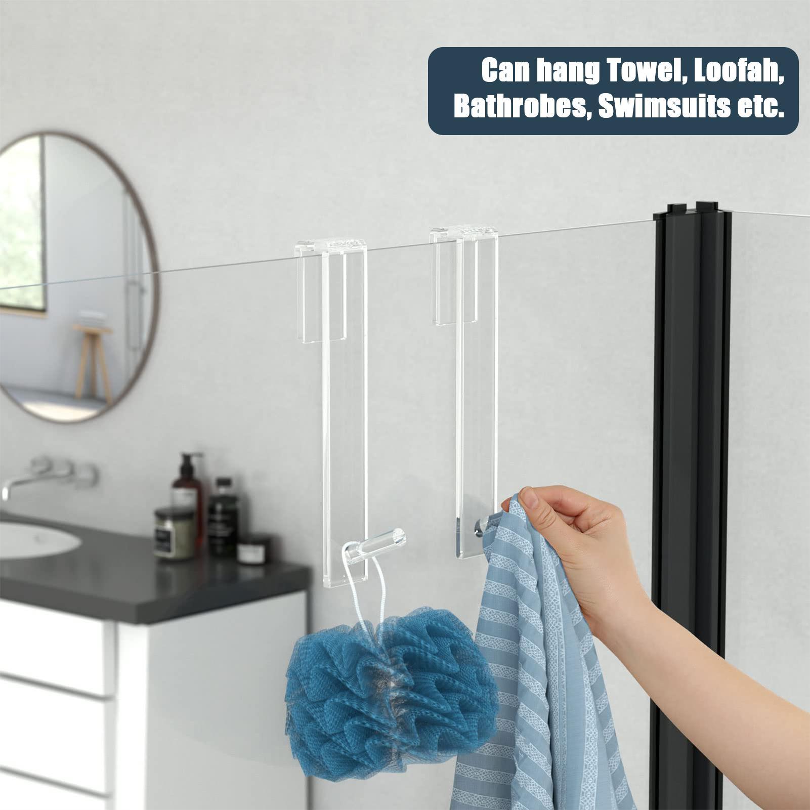 Transparent Acrylic Bathroom Hooks Punch Free Shower Screen Single Hook Bedroom Coat Hook Anti-Slip Acrylic Bathroom Hooks CN