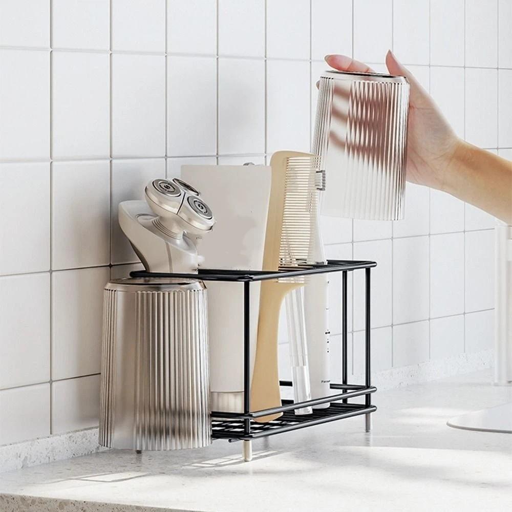 Non-Slip Toothbrush Holder Carbon Steel Electric Toothbrush Stand Toothpaste Shelf Bathroom