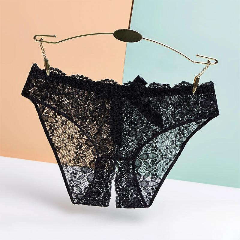 Intimo Donna Sexy Pizzo Trasparente Mutandine Dolce Fiocco Estate Giapponese Ultra-Sottile Cavallo Aperto Perizoma Trasparente G-String