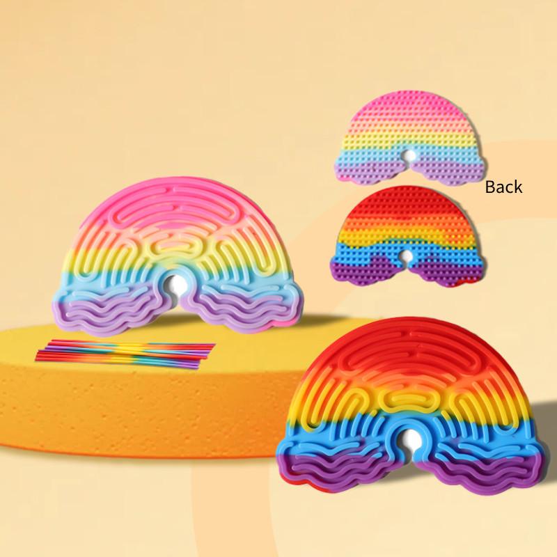 Colorful Silicone Sensory Activity Board For Kids With Unicorn Design For Stress Relief