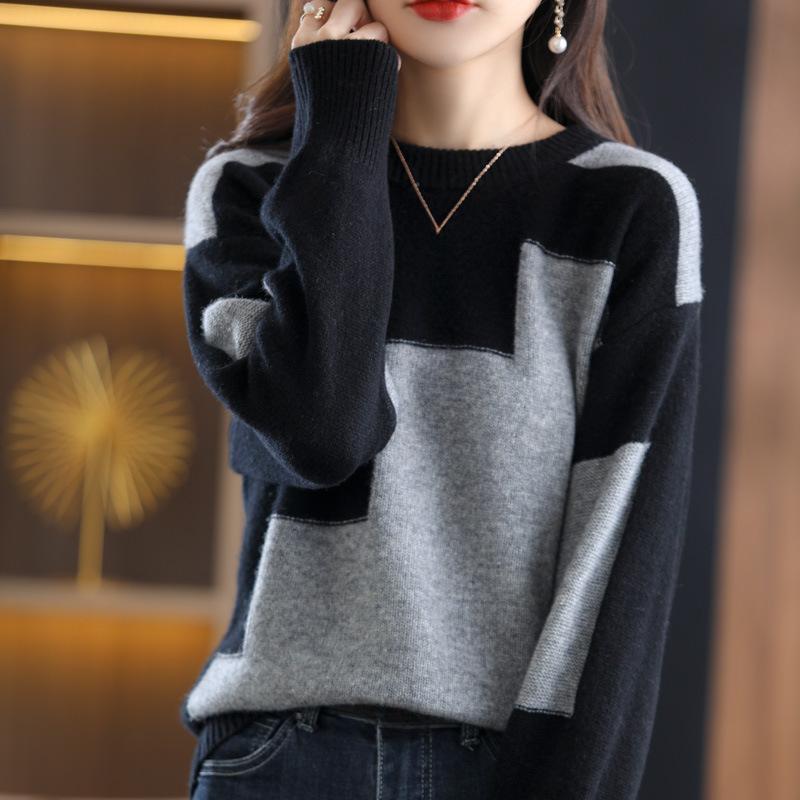 Winter Damenmode Reine Farbe Hochwertiger Kaschmir Basic Pullover Pullover O-Ausschnitt Lässig Wärme Komfort
